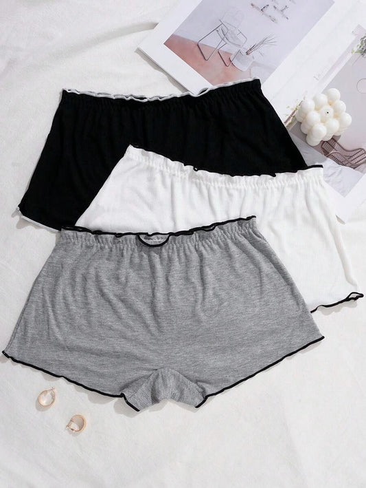 SHEIN طقم 3 سراويل داخلية بوي شورتس بشريط مكشكش