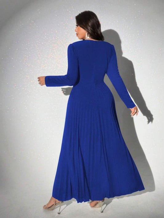 SHEIN فستان ماكسي أزرق غامق طويل