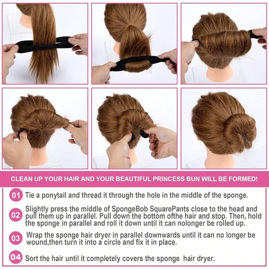 SHEIN صانع كعكة شعر إسفنجي ناعم وسميك بلون أسود