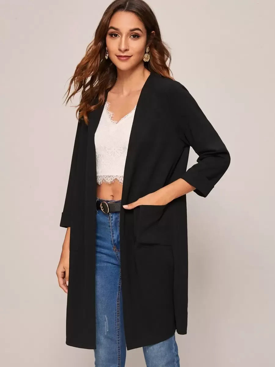 SHEIN LUNE معطف كاجوال بجيب أمامي مفتوح