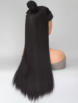SHEIN وصلة شعر 3 قطع بلون أسود طويل مستقيم بمشبك