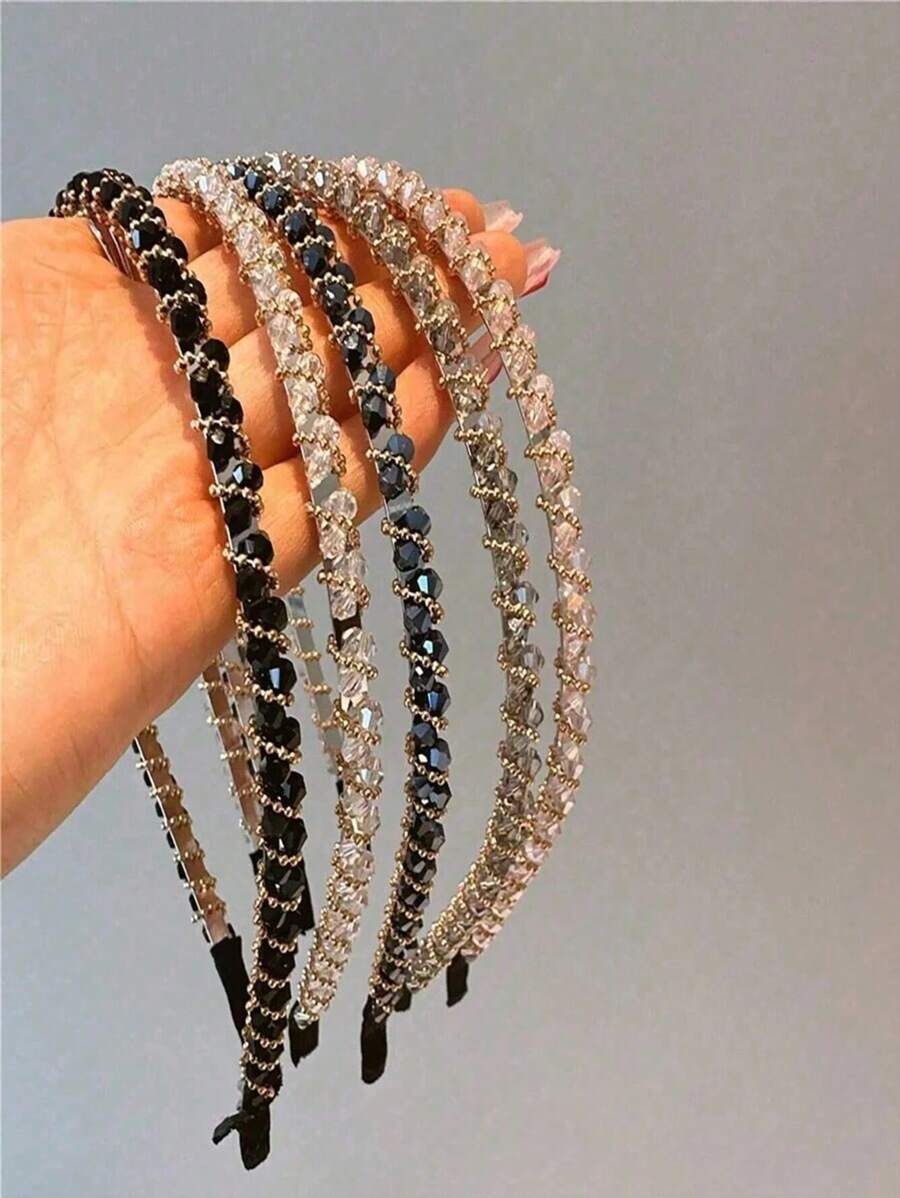 SHEIN طقم 5 قطع شريط رأس مرصع بالكريستال والراين