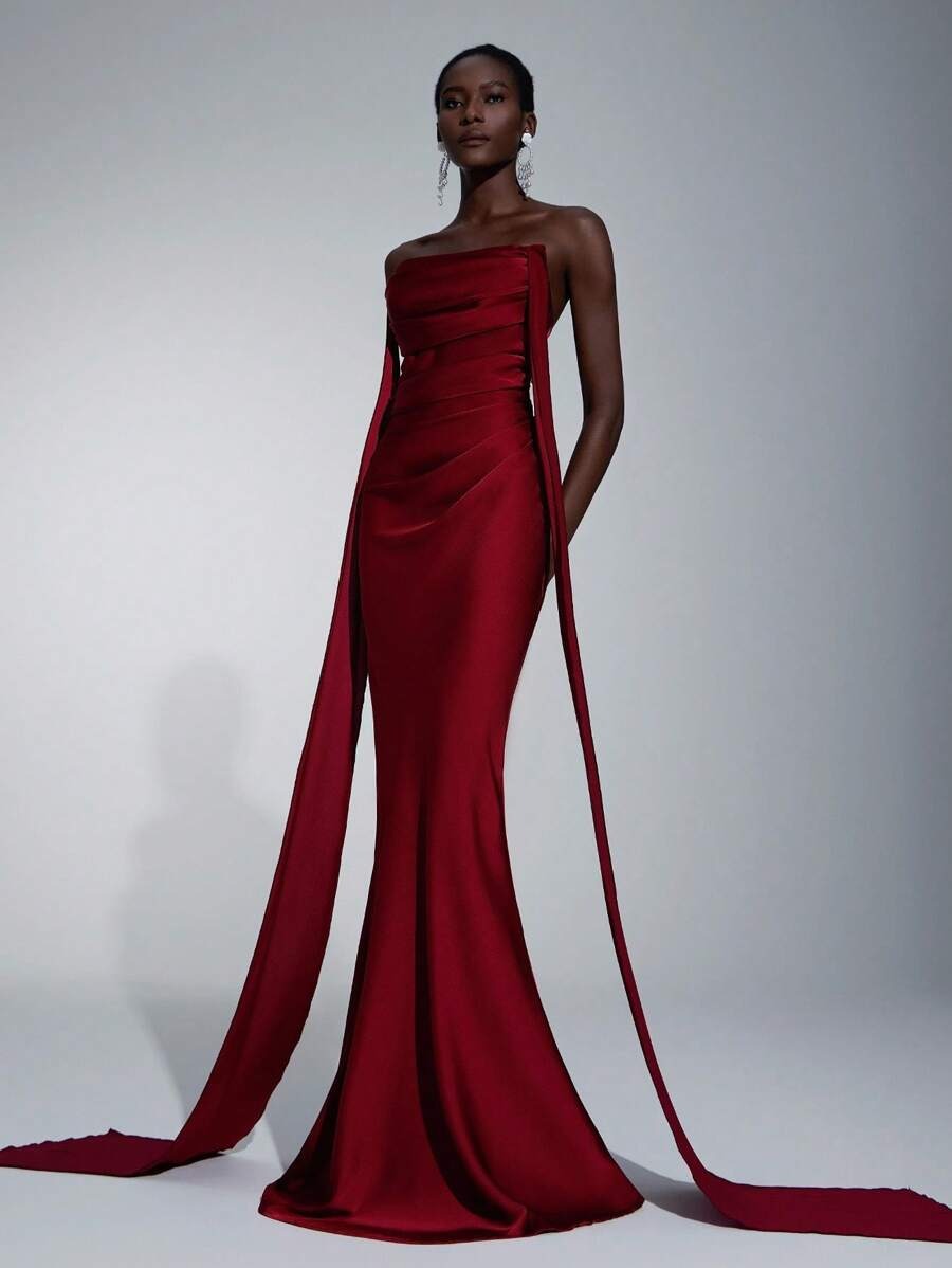 SHEIN فستان عنابي شيفون