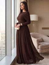 SHEIN Auveirra فستان نسائي من الشبك بتصميم غير متماثل بلون بني قهوة