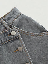 SHEIN MOD تنورة جينز قصيرة غير متماثلة