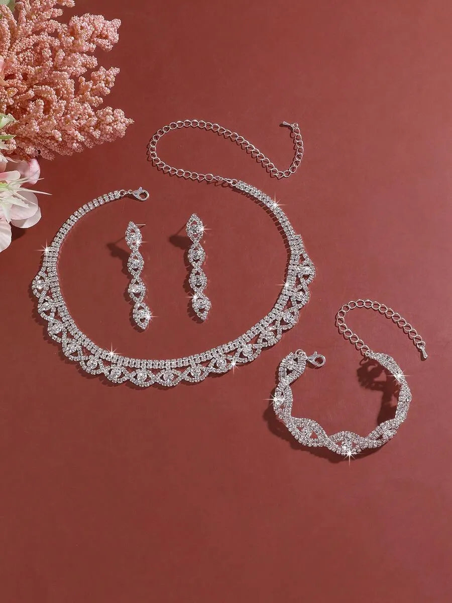 SHEIN طقم مجوهرات فاخر من 5 قطع مرصع بالراينستون