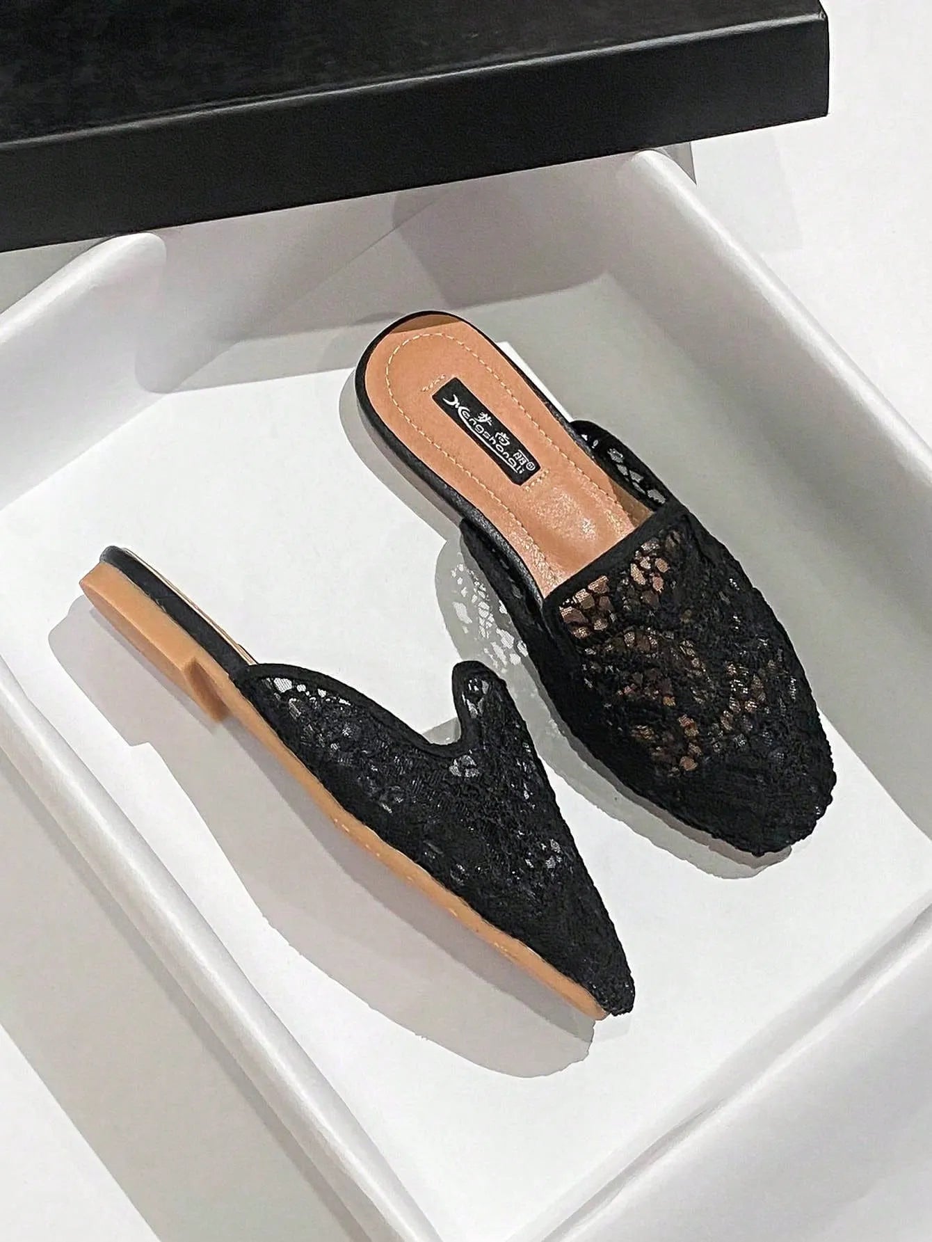 SHEIN Mengshangli صندل نسائي شبك مسطح مفتوح