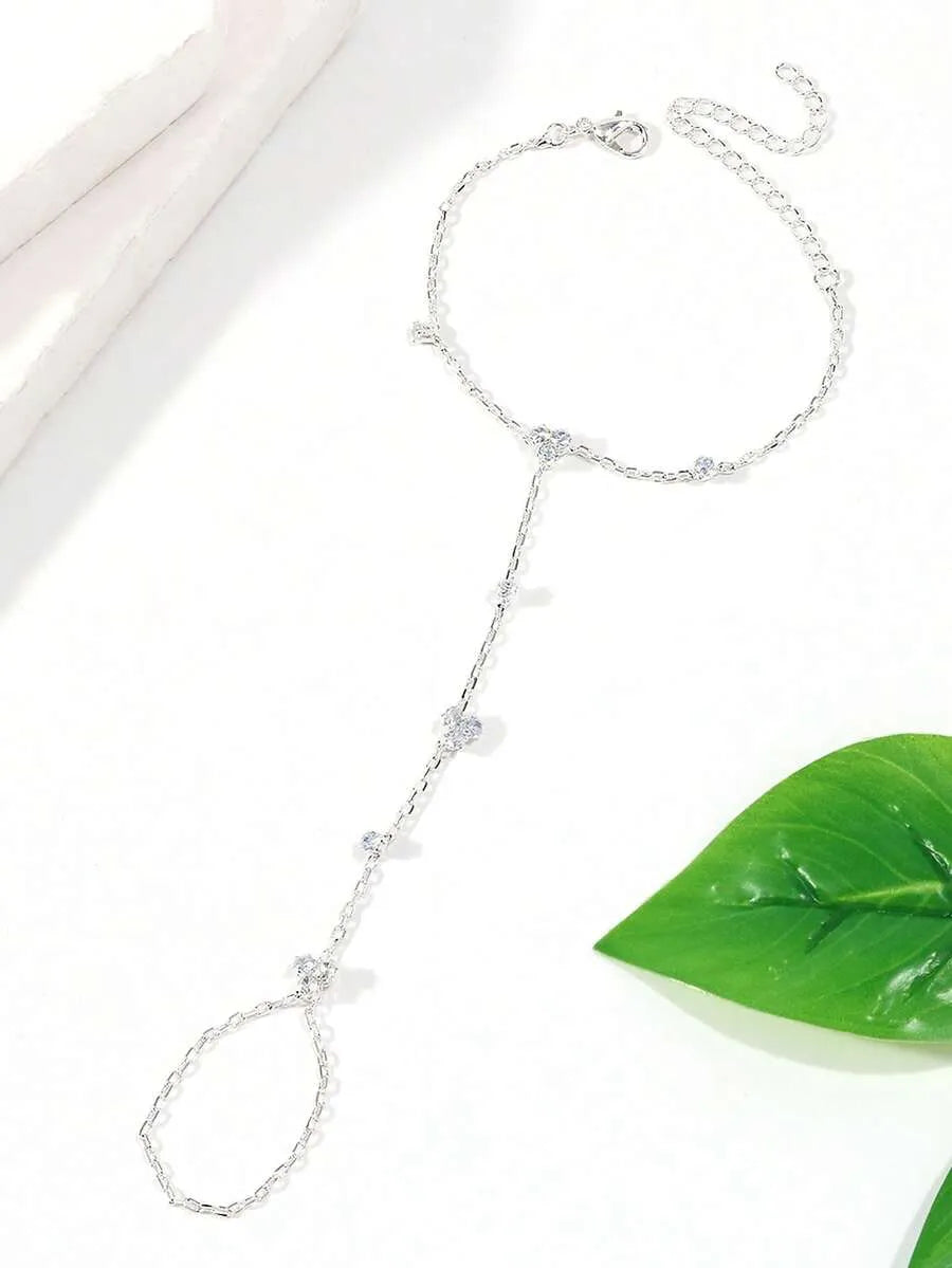 SHEIN مجموعة مجوهرات بوهيمية من الكريستال والأحجار الكريمة الذهبية للنساء