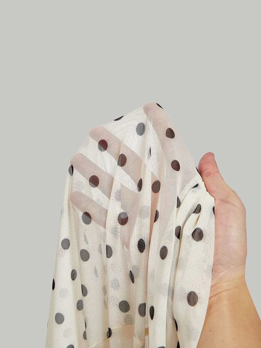 SHEIN X YERIMUA SHEIN MOD طقم قطعتين توب وتنورة حورية البحر بنقشة بولكا دوت وفيونكة متعدد الألوان