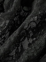 SHEIN MOD توب قصير شفاف مزين بالدانتيل والكشكشة برقبة هالتر بلون أسود