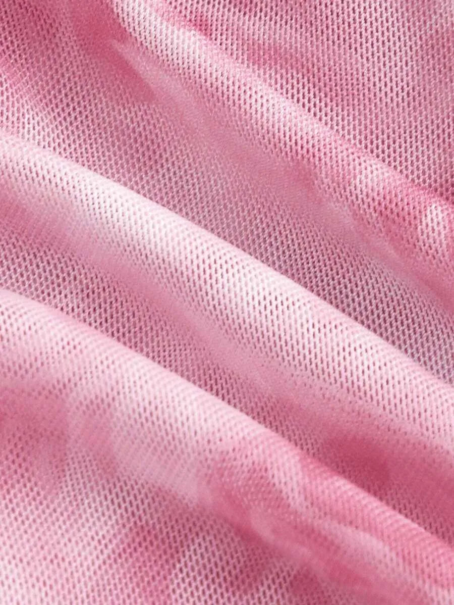 SHEIN MOD توب نسائي بأكمام جرس طويلة ونقشة زهور بلون وردي