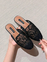 SHEIN Mengshangli صندل نسائي شبك مسطح مفتوح