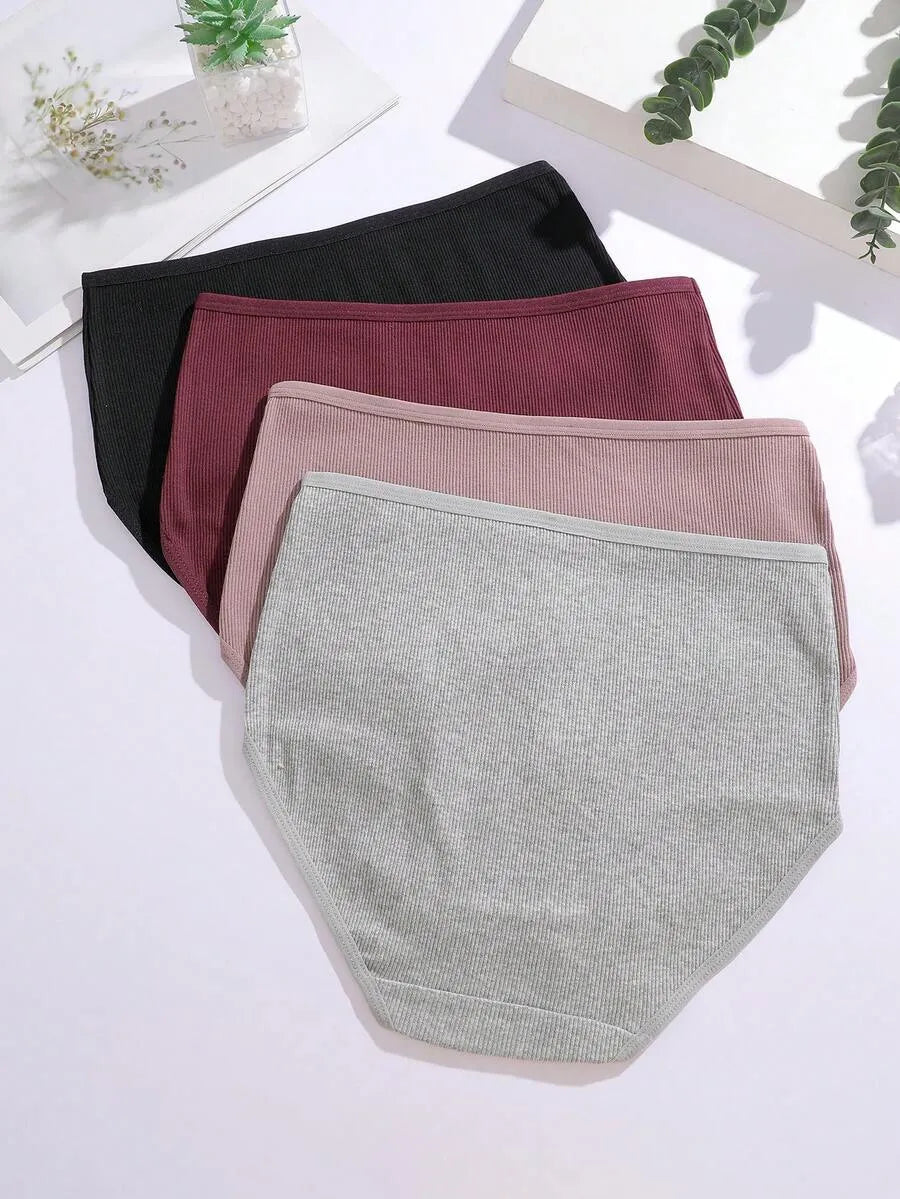SHEIN سراويل داخلية نسائية من 4 قطع بخصر عالٍ متعدد الألوان