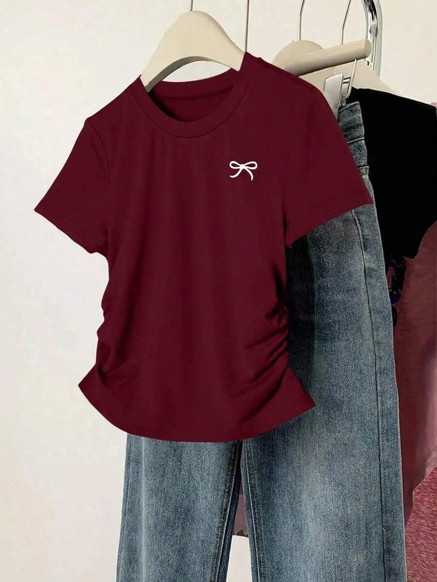 SHEIN INAWLY مجموعة 3 قطع تي شيرت نسائي بطبعات حيوانات وياقة دائرية متعدد الألوان