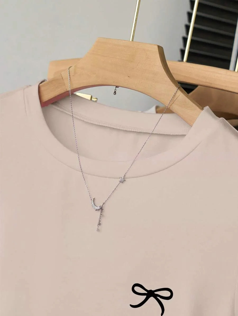 SHEIN INAWLY مجموعة 3 قطع تي شيرت نسائي بطبعات حيوانات وياقة دائرية متعدد الألوان