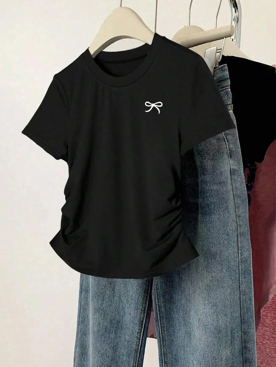 SHEIN INAWLY مجموعة 3 قطع تي شيرت نسائي بطبعات حيوانات وياقة دائرية متعدد الألوان