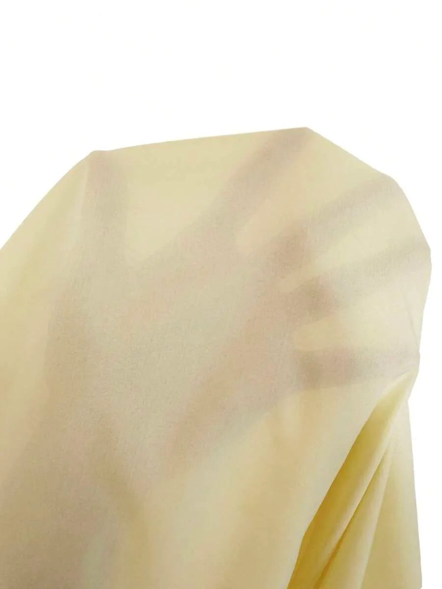 SHEIN Roveilla فستان نسائي بياقة وأكمام واسعة وخصر مجعد بلون أصفر
