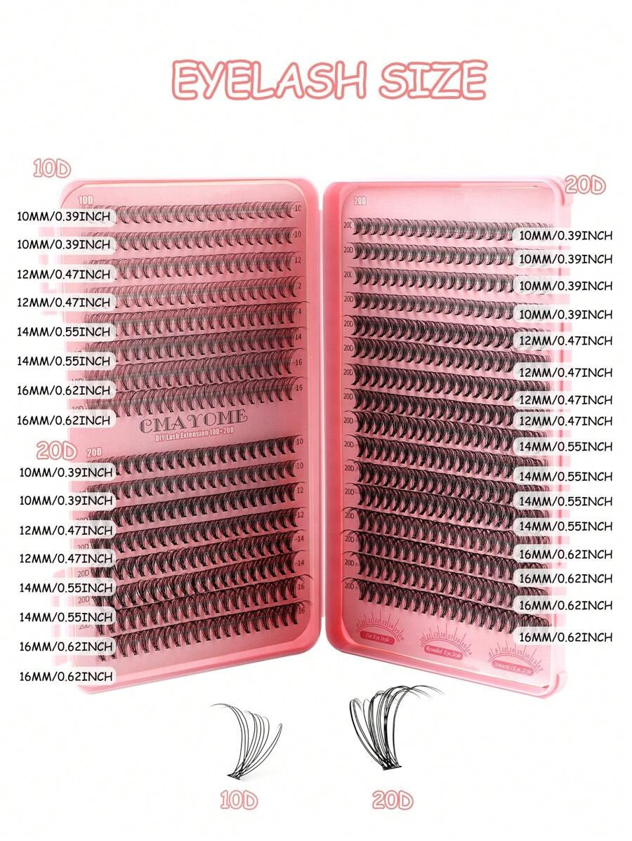 SHEIN DIY طقم 640 قطعة رموش عنقودية بأطوال مختلفة كثيفة