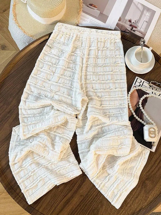 SHEIN GlowEve بنطلون بلون مشمشي طويل واسع الساق بخصر طبيعي