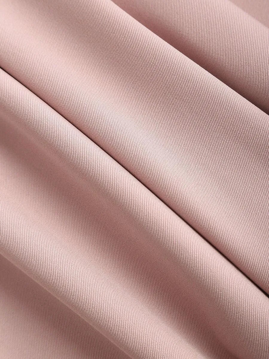 SHEIN Sweetra بنطال نسائي واسع مطوي بلون وردي