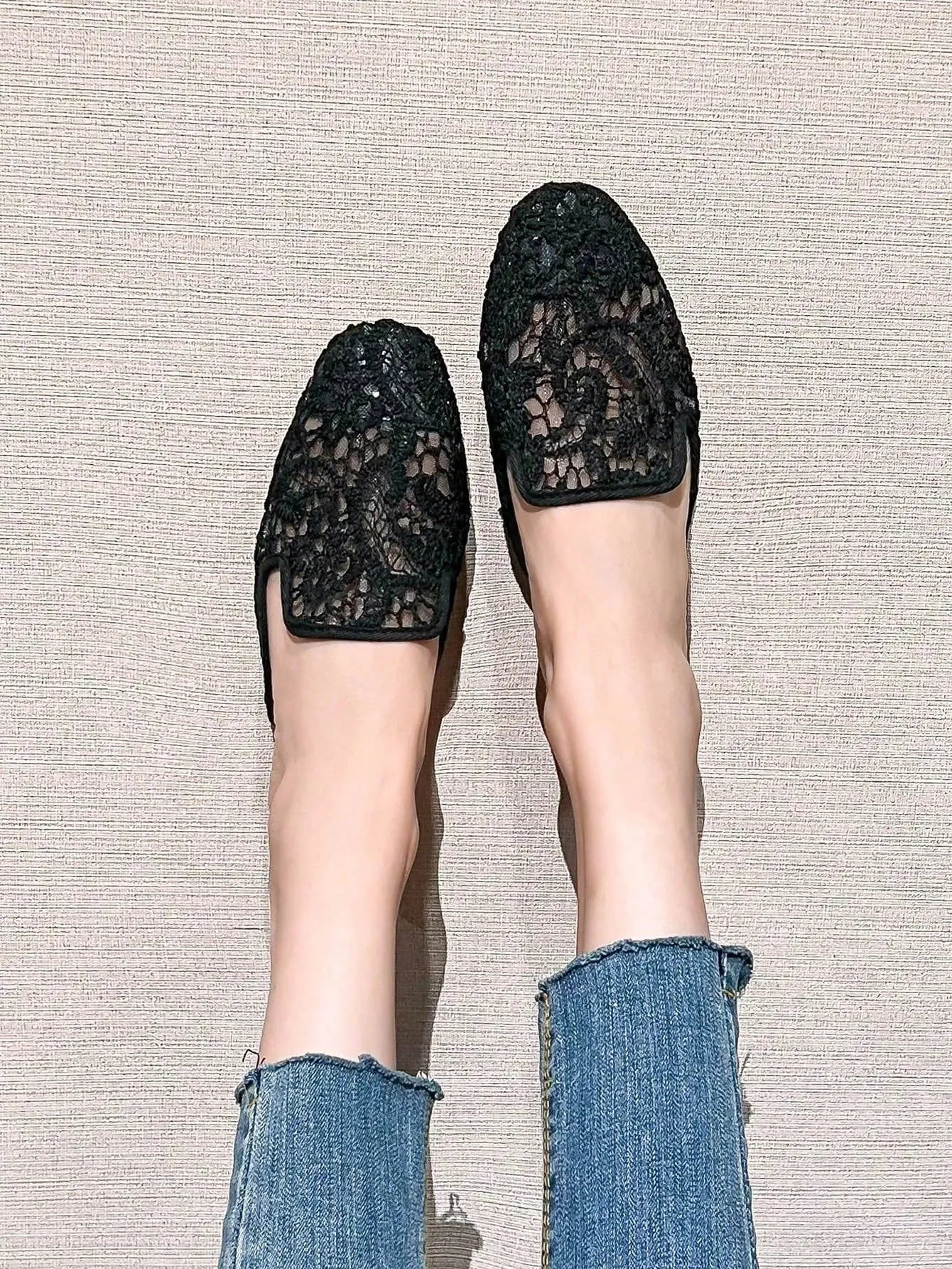 SHEIN Mengshangli صندل نسائي شبك مسطح مفتوح