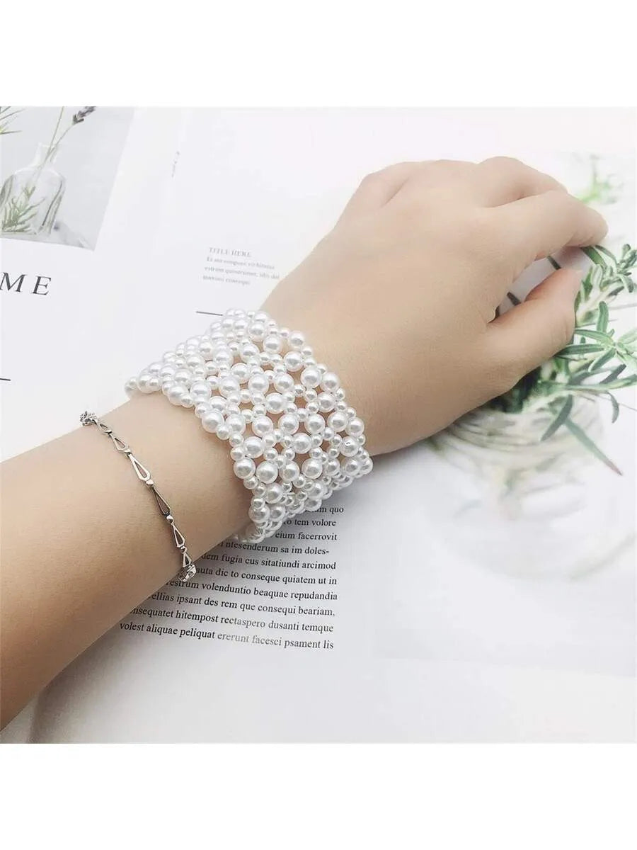 SHEIN طقم سوار وخاتم نسائي باللؤلؤ الصناعي