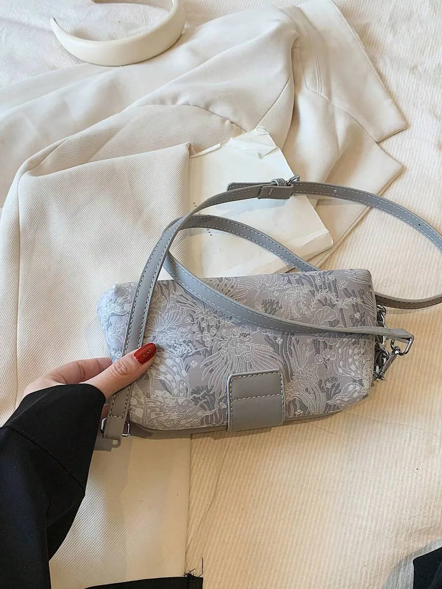 SHEIN حقيبة يد وكتف صغيرة بسحاب وسلسلة معدنية