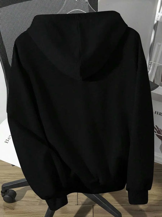SHEIN EZwear هودي نسائي فضفاض بطبعة نمر بلون الأسود