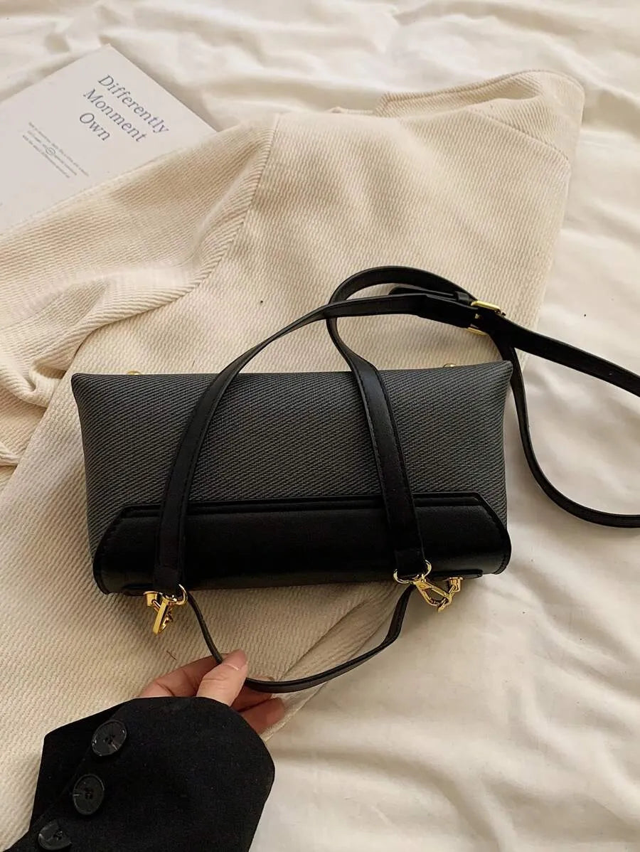 SHEIN حقيبة كتف نسائية صغيرة بتصميم متباين الألوان ومربع موضة 2025