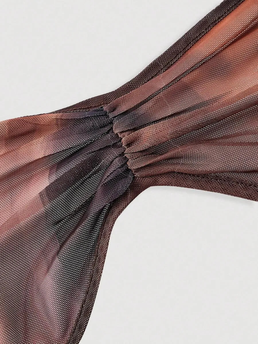 SHEIN MOD توب نسائي قطعتين بتصميم متقاطع وياقة رسن وخصر مطوي متعدد الألوان