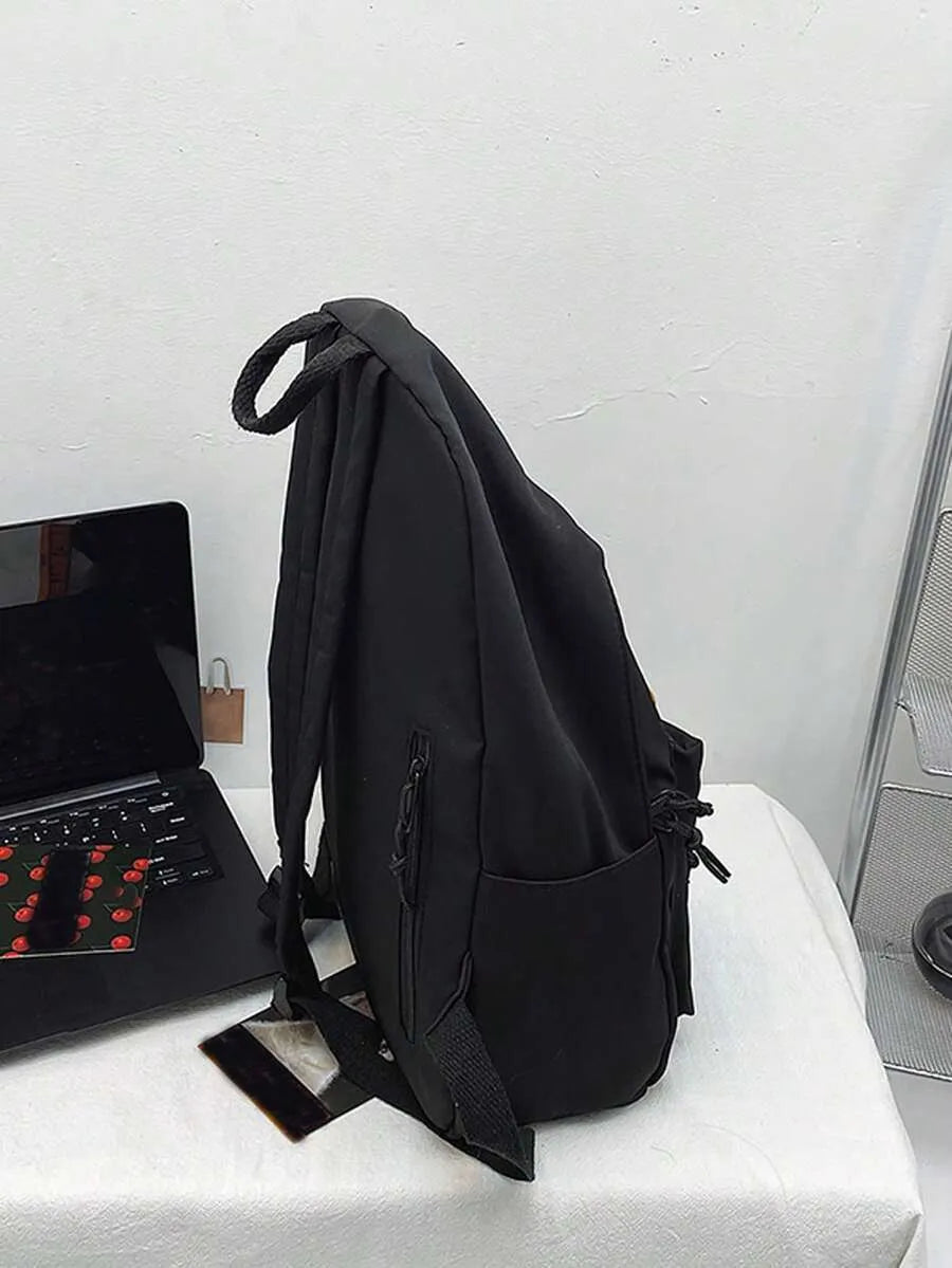 SHEIN حقيبة ظهر عصرية من النايلون بسعة كبيرة وجيوب متعددة