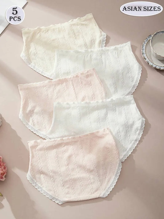 SHEIN سراويل داخلية نسائية من 5 قطع ينقشة زهور ودانتيل ومتعدد الألوان