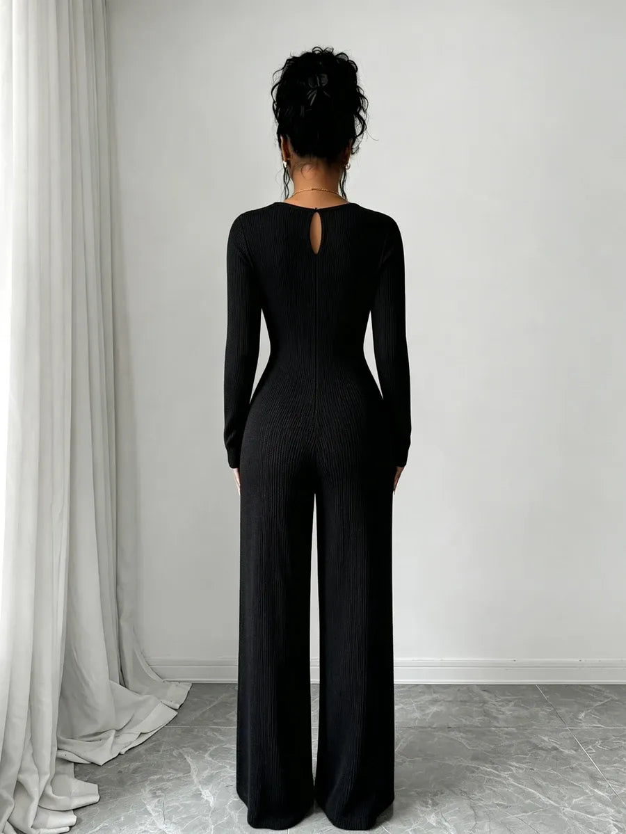 SHEIN Elenzga جمبسوت نسائي بخصر عالٍ أبيض وأسود