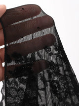 SHEIN REIGN AVE فستان سهرة من الساتان بتطريز مخملي وكتف مكشوف بلون أسود
