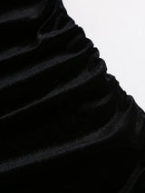SHEIN Sweetra فستان ميني ضيق بياقة نصف عالية وأكمام واسعة وثنيات وحافة دانتيل بلون أسود