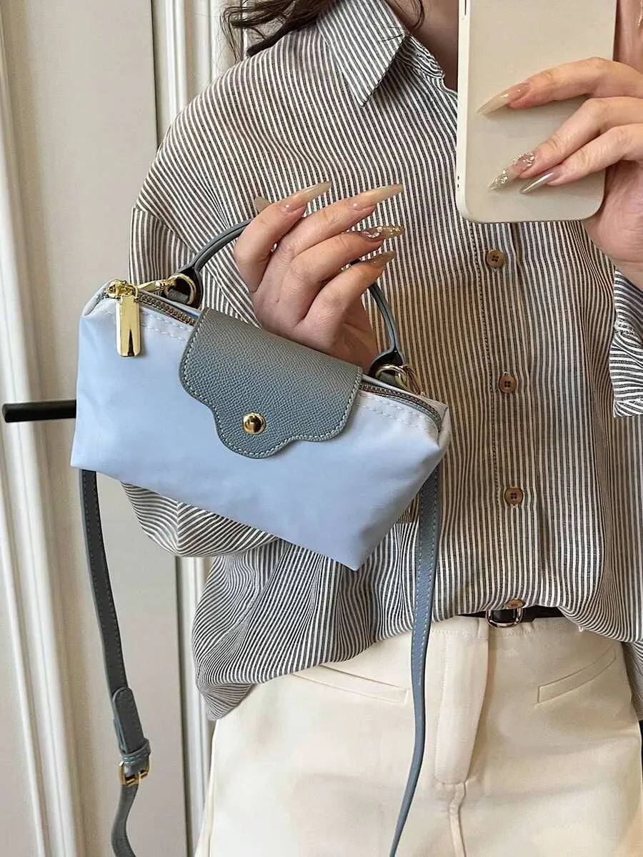 SHEIN حقيبة يد وكتف مربعة من النايلون بتصميم كتلة اللون