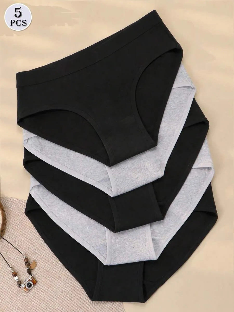 SHEIN سراويل داخلية نسائية من 5 قطع بخصر منخفض من القطن متعدد الألوان