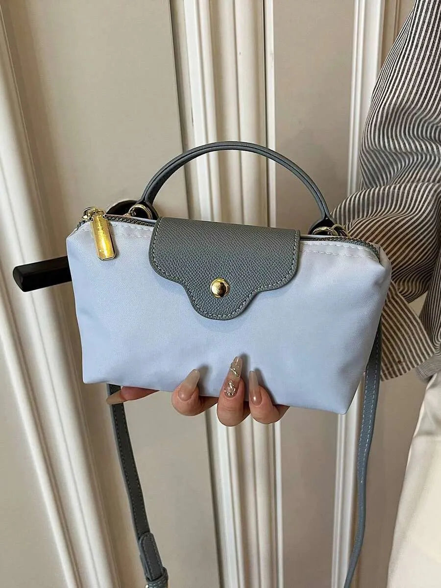 SHEIN حقيبة يد وكتف مربعة من النايلون بتصميم كتلة اللون