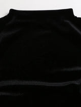 SHEIN Sweetra فستان ميني ضيق بياقة نصف عالية وأكمام واسعة وثنيات وحافة دانتيل بلون أسود