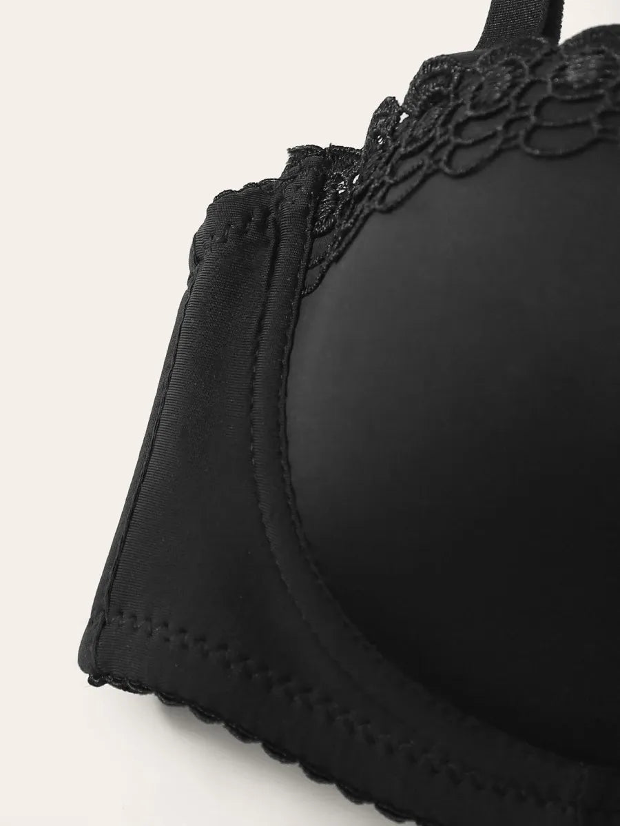 SHEIN DesireSculpt حمالة صدر سلكية بوش أب مزينة بالدانتيل والفيونكة