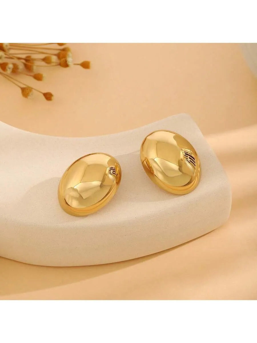 SHEIN طقم مجوهرات نسائي 3 قطع قلادة وأقراط بتصميم بيضاوي وكرة بلون ذهبي