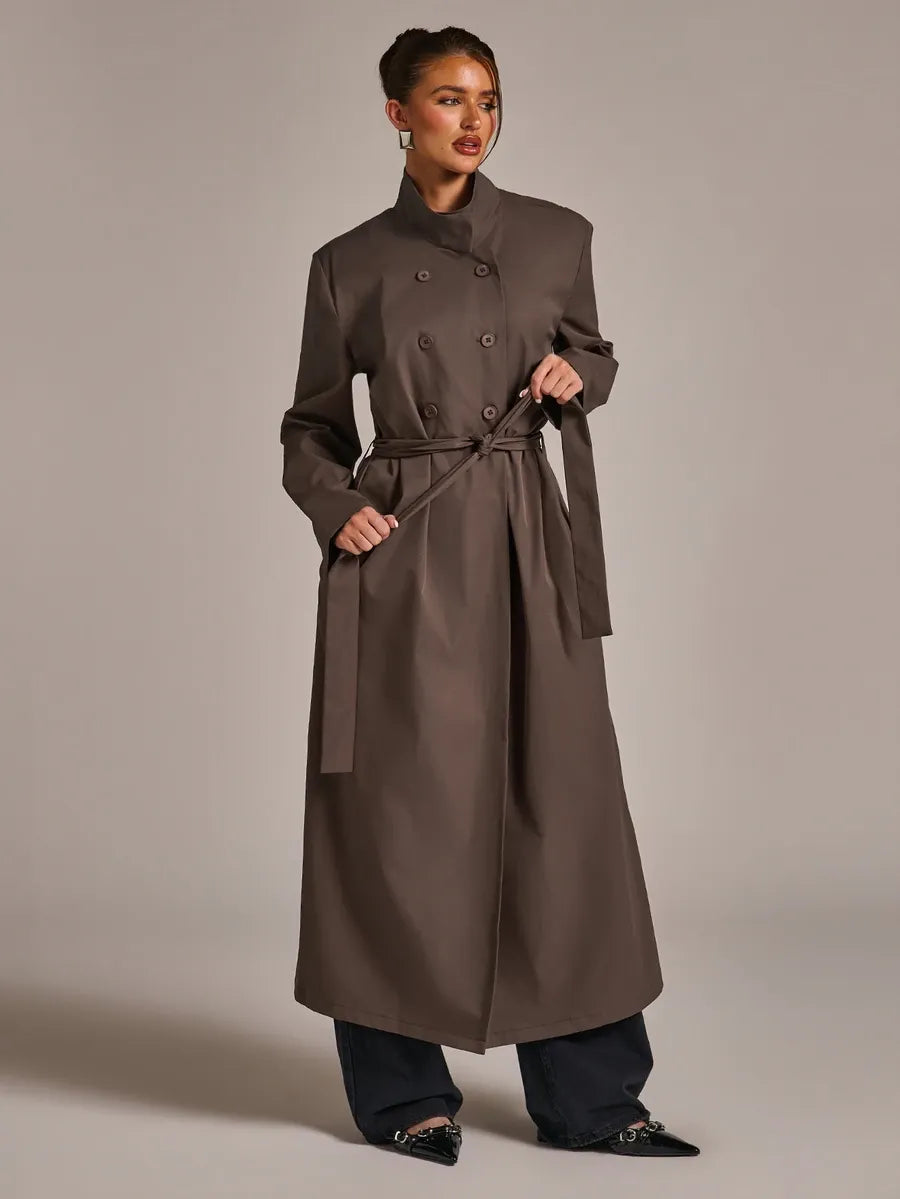 SHEIN BAE معطف ترنش مزدوج الصدر بحزام