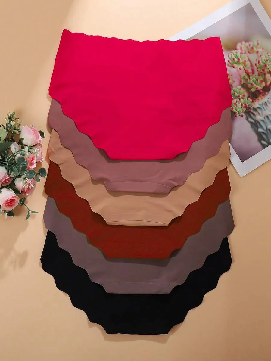 SHEIN سراويل داخلية نسائية من 6 قطع بحافة متموجة ودانتيل ومتعدد الألوان