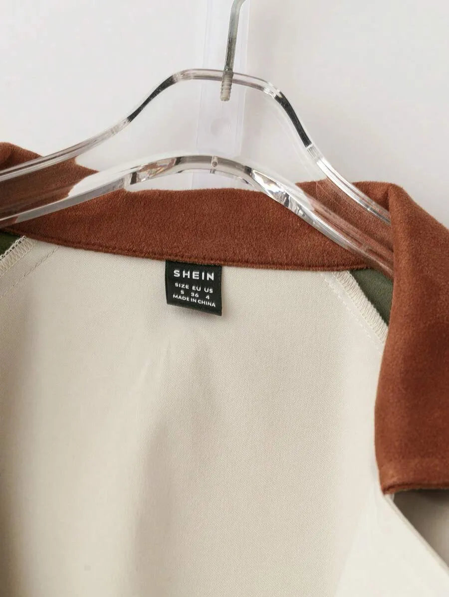 SHEIN GlowEve معطف ترنش ميدي فضفاض مزدوج الصدر بحزام وجيوب بلون مشمشي