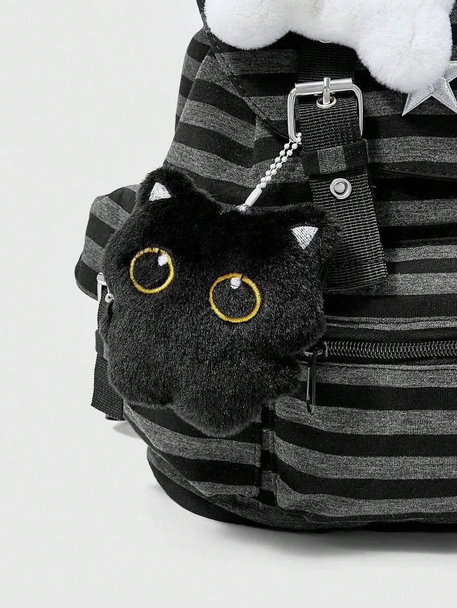 SHEIN ROMWE Grunge Punk حقيبة ظهر بتصميم بانك بنمط قطط وعظام