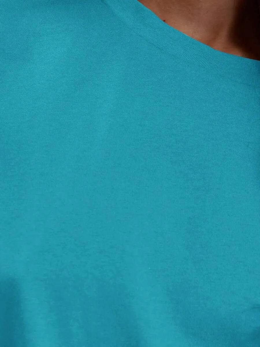 SHEIN MUSERA تي شيرت نسائي أوفر سايز بياقة دائرية وأكمام قصيرة بلون أخضر نعناع