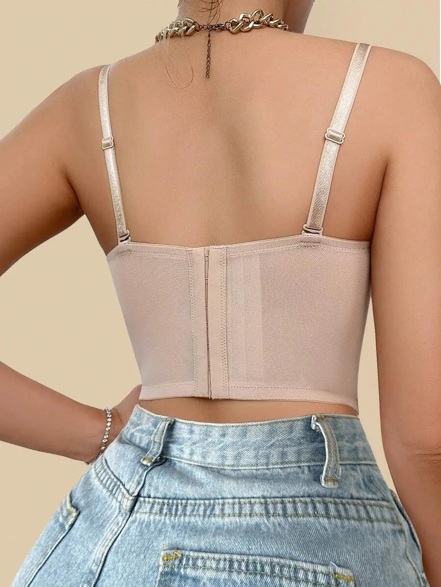 SHEIN حمالة صدر نسائية سلكية مبطنة بحشوة ورفع للصدر بلون بيج