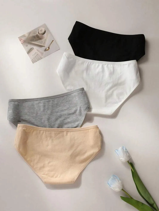 SHEIN سراويل داخلية نسائية من 4 قطع بخصر متوسط ومتعدد الألوان