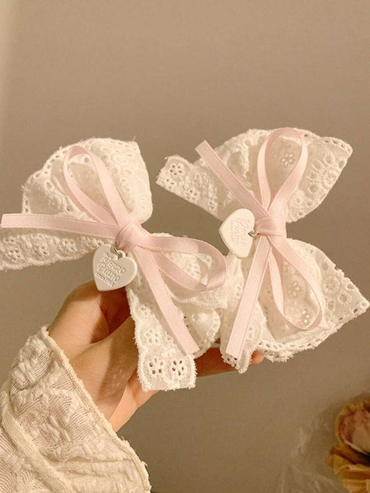 SHEIN مشبك شعر بناتي بفيونكة بيضاء