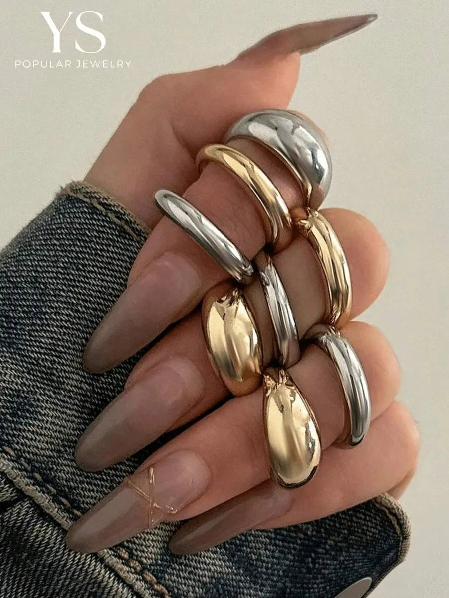 SHEIN طقم 8 خواتم نسائية بتصاميم متنوعة متعددة الألوان